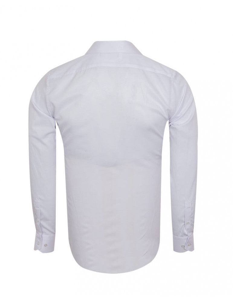 White Classic Twill Single Cuff Shirt-Makrom