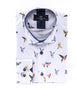 White Colourful Hummingbirds Print Men's Shirt-Makrom
