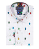 White Colourful Insect Print with Matching Handkerchief-Makrom