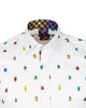 White Colourful Insect Print with Matching Handkerchief-Makrom