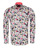 White Cosmos Flower Print Shirt with Matching Handkerchief-Makrom