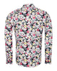 White Cosmos Flower Print Shirt with Matching Handkerchief-Makrom