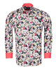 White Cosmos Flower Print Shirt with Matching Handkerchief-Makrom