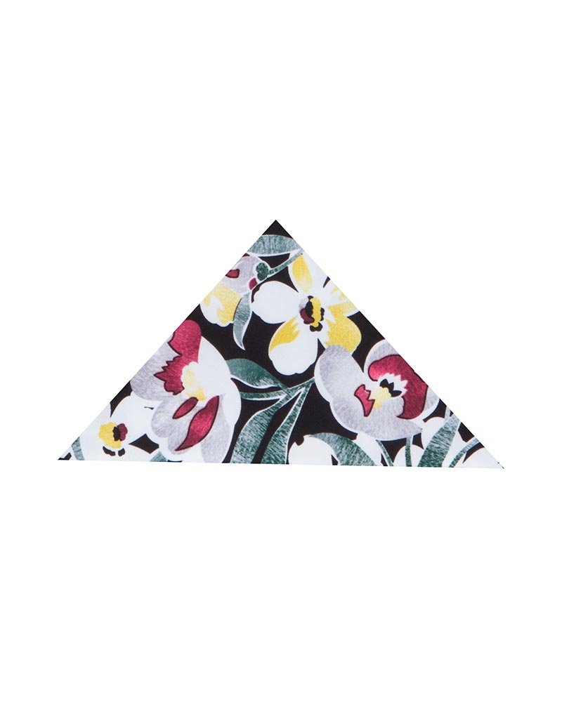 White Cosmos Flower Print Shirt with Matching Handkerchief-Makrom