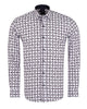 White Dashed Line Check Print Shirt-Makrom