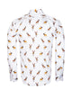 White Deer Print Men's Christmas Shirt with Matching Handkerchief-Makrom