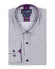 White Dotted Mosaic Print Shirt with Matching Handkerchief-Makrom