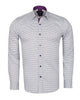 White Dotted Mosaic Print Shirt with Matching Handkerchief-Makrom
