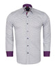White Dotted Mosaic Print Shirt with Matching Handkerchief-Makrom