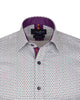 White Dotted Mosaic Print Shirt with Matching Handkerchief-Makrom