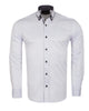 White Double Collar Dotted Print Shirt-Makrom
