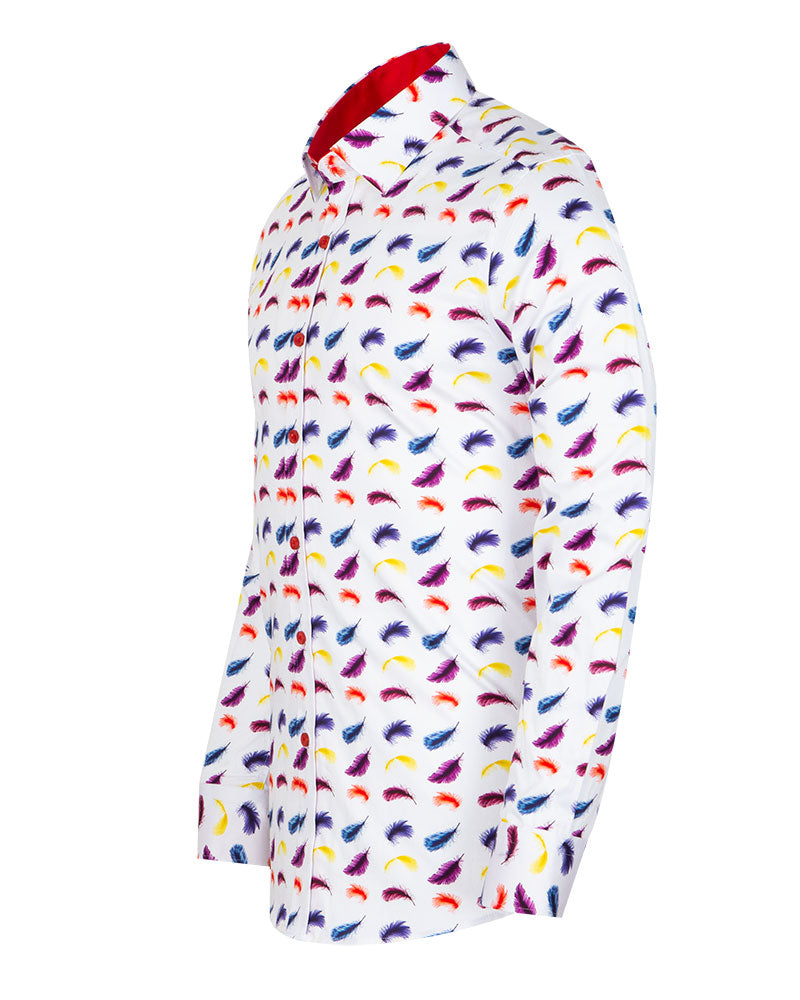 White Feather Print with Matching Handkerchief-Makrom
