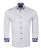 White Floral Double Collar Men's Shirt-Makrom