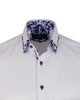 White Floral Double Collar Men's Shirt-Makrom