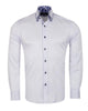 White Floral Double Collar Men's Shirt-Makrom