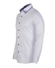 White Floral Double Collar Men's Shirt-Makrom