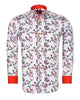 White Flowers Print Shirt with Matching Handkerchief-Makrom
