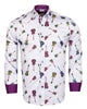 White Guitar Print Men's Shirt-Makrom