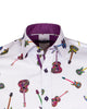 White Guitar Print Men's Shirt-Makrom