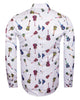 White Guitar Print Men's Shirt-Makrom