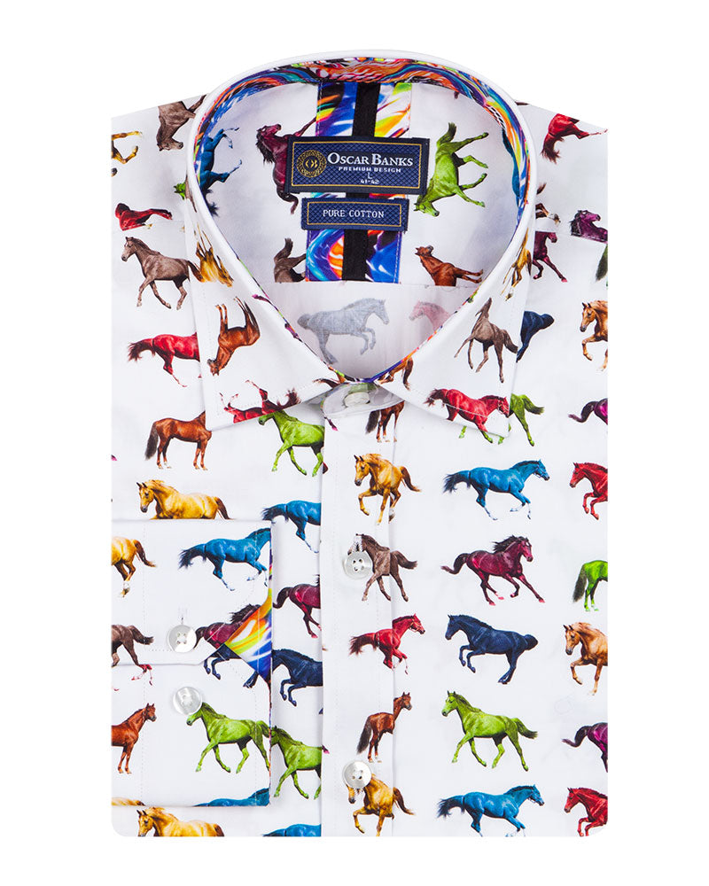 White Horse Print with Matching Handkerchief-Makrom