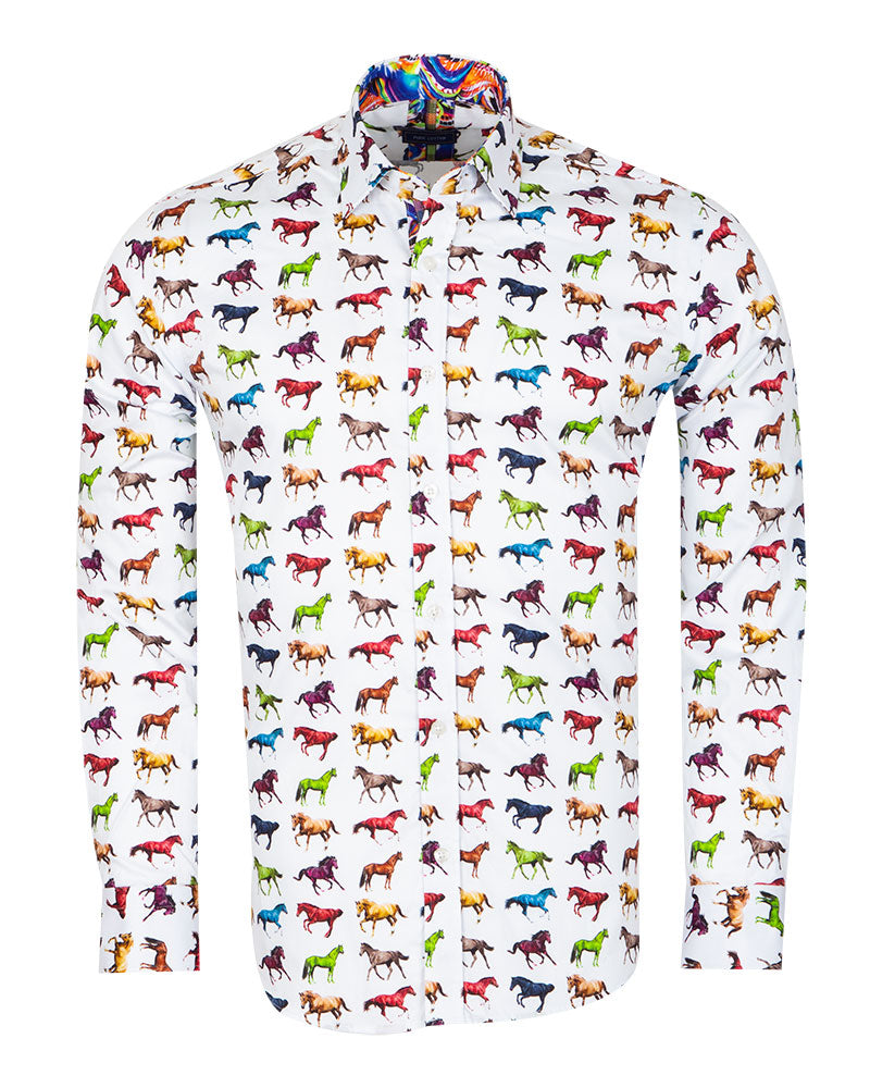 White Horse Print with Matching Handkerchief-Makrom