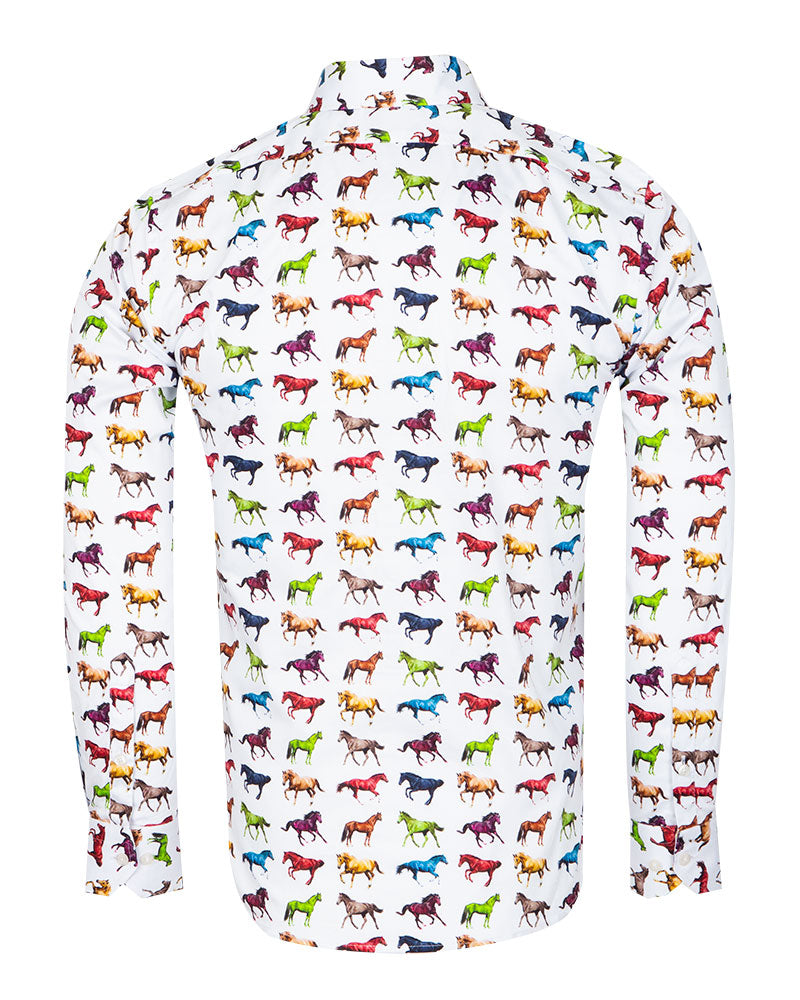 White Horse Print with Matching Handkerchief-Makrom