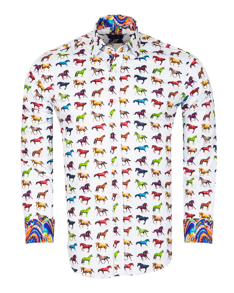 White Horse Print with Matching Handkerchief-Makrom