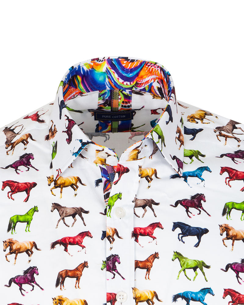 White Horse Print with Matching Handkerchief-Makrom