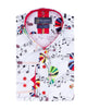 White Musical Print Shirt with Matching Handkerchief-Makrom