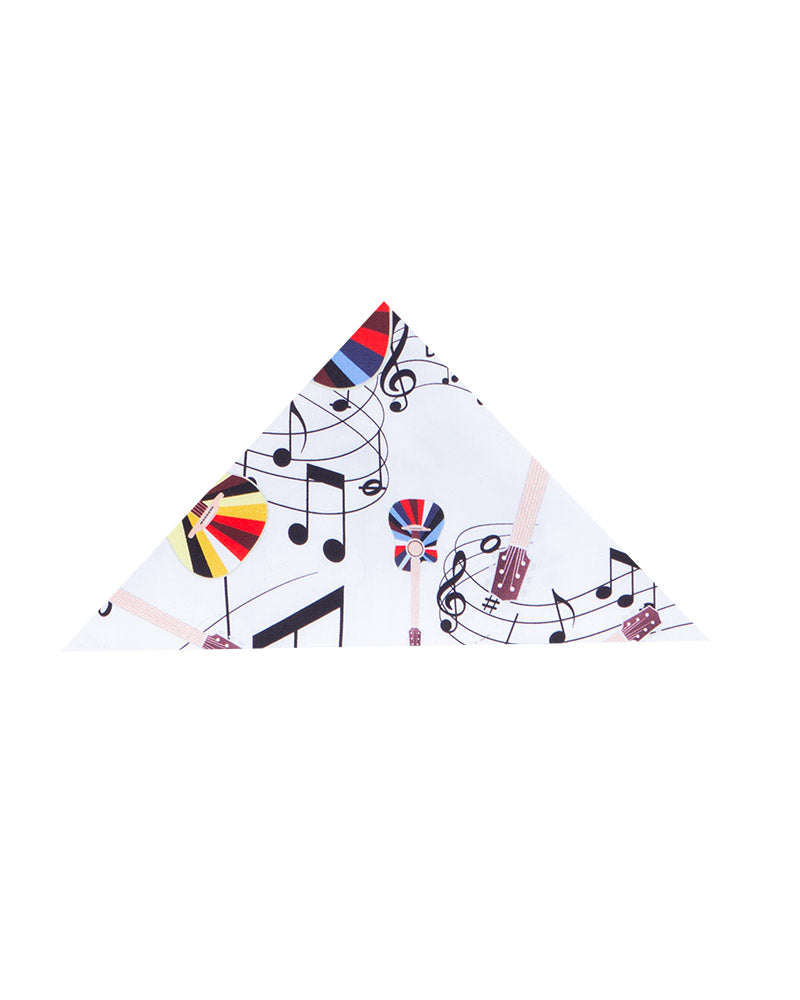 White Musical Print Shirt with Matching Handkerchief-Makrom