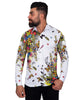 White Neon Floral Garden Print Shirt-Makrom