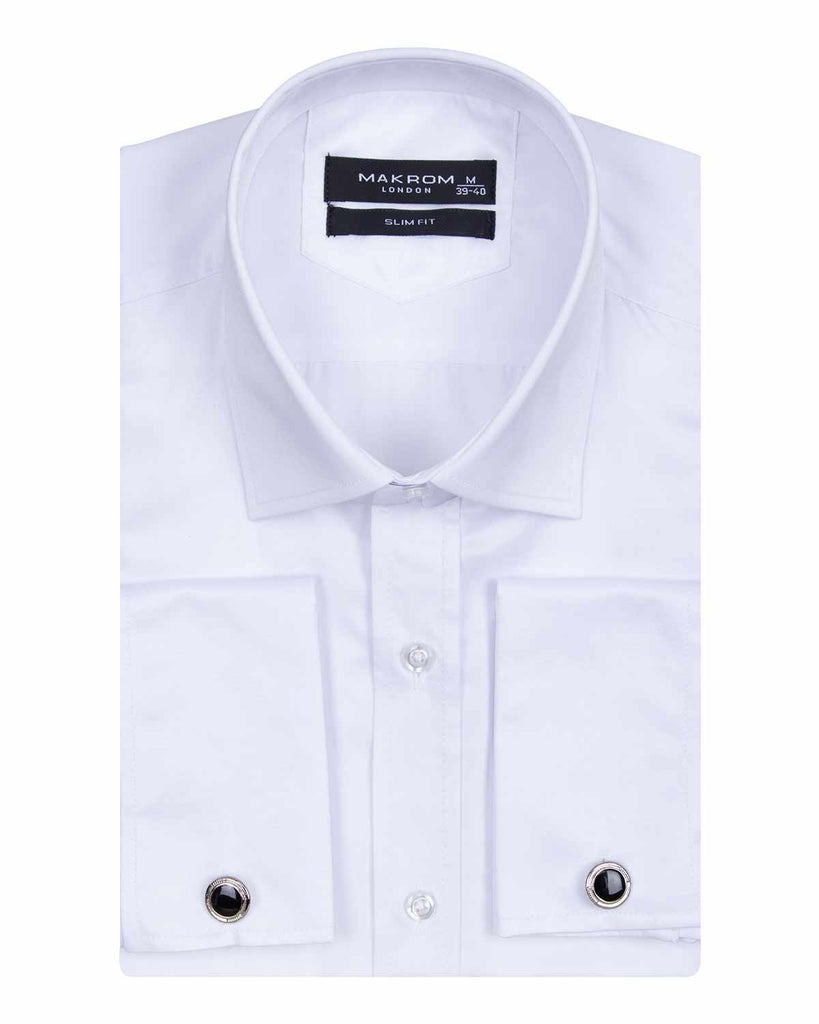 White Plain Double Cuff Shirt-Makrom