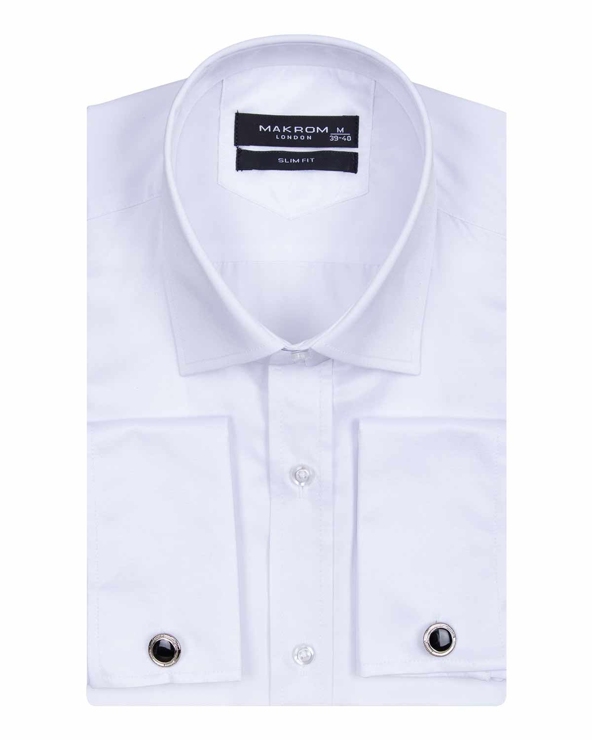 White Plain Double Cuff Shirt-Makrom