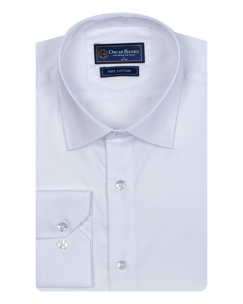 White Plain Pure Cotton Men's Shirt-Makrom