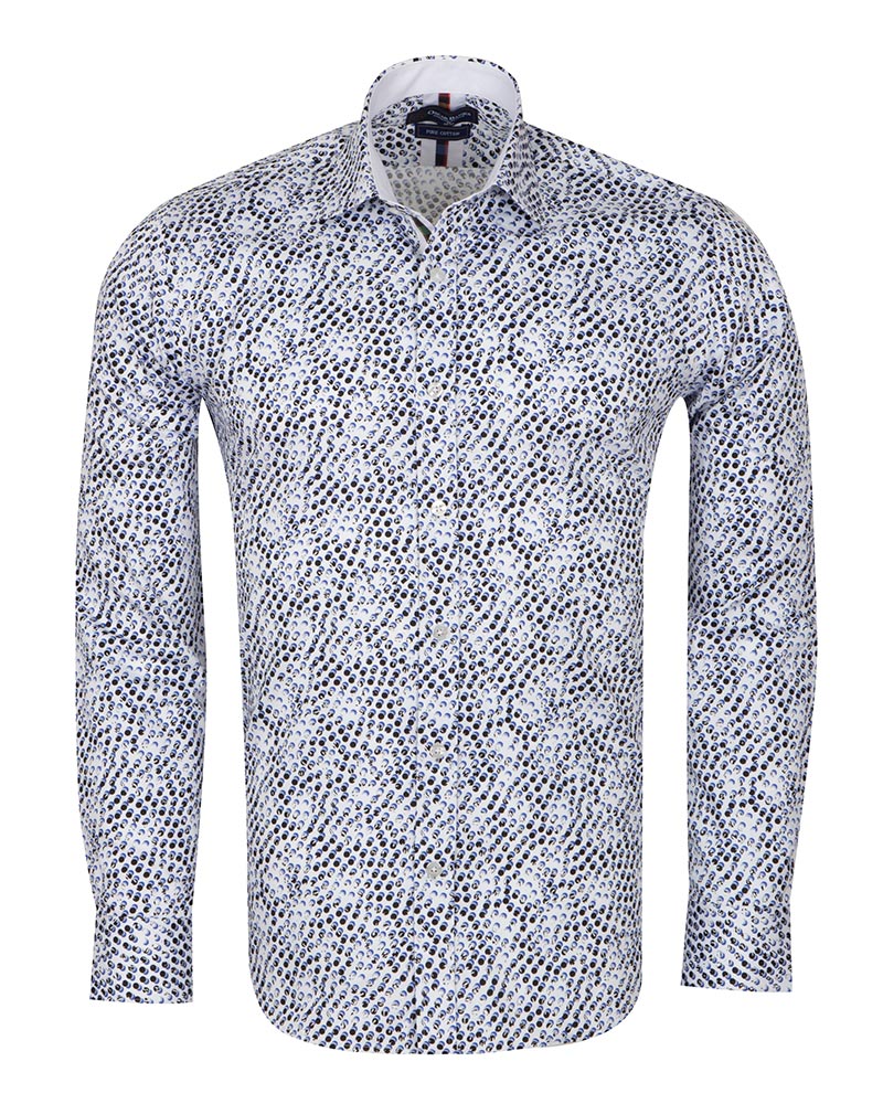 White Polka Dot Print Shirt with Matching Handkerchief-Makrom