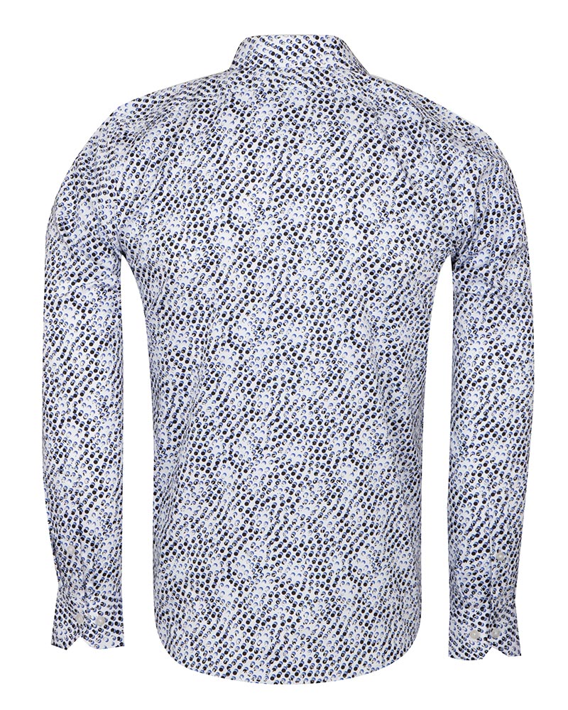 White Polka Dot Print Shirt with Matching Handkerchief-Makrom