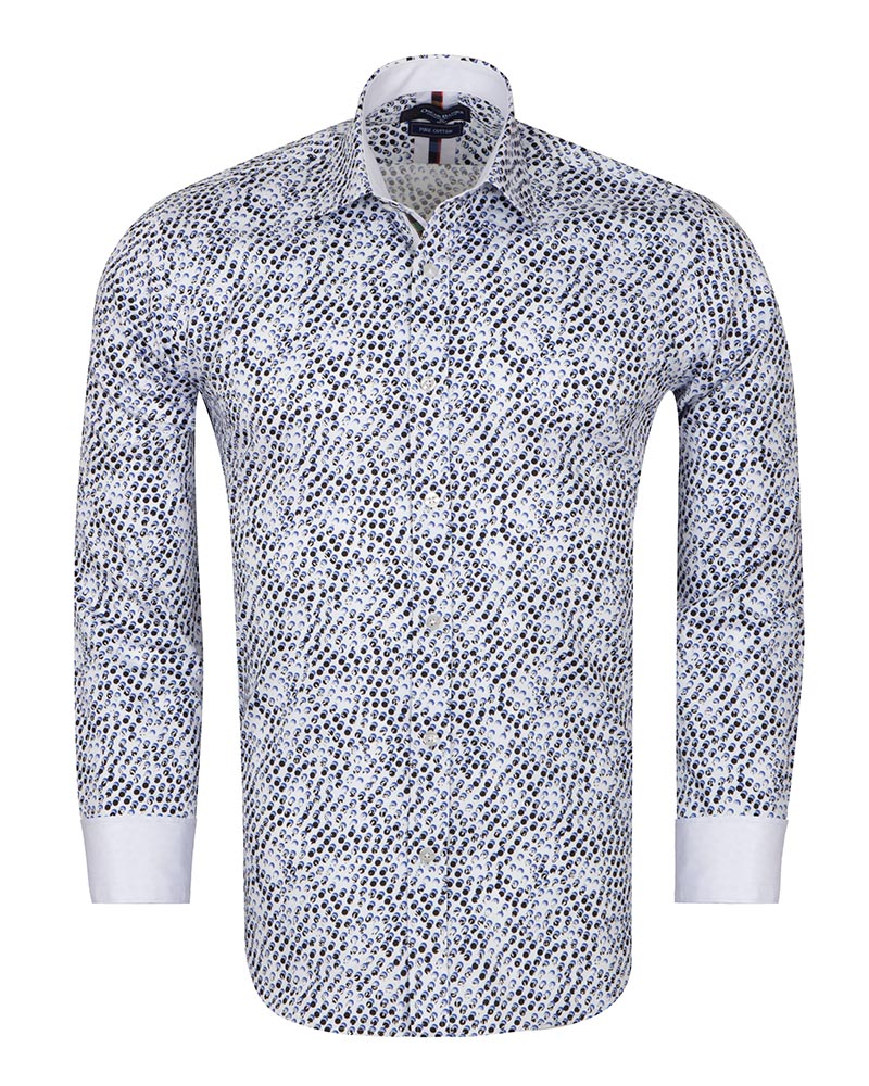 White Polka Dot Print Shirt with Matching Handkerchief-Makrom