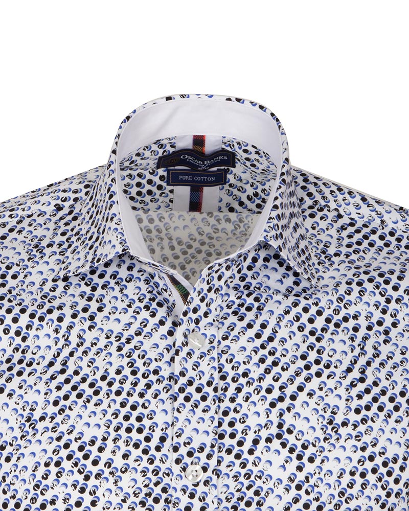 White Polka Dot Print Shirt with Matching Handkerchief-Makrom
