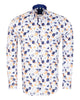 White Poppies Print Shirt with Matching Handkerchief-Makrom