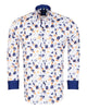 White Poppies Print Shirt with Matching Handkerchief-Makrom