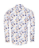 White Poppies Print Shirt with Matching Handkerchief-Makrom