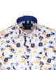 White Poppies Print Shirt with Matching Handkerchief-Makrom