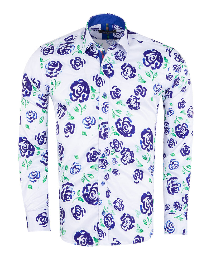 White Rose Neon Print Shirt-Makrom