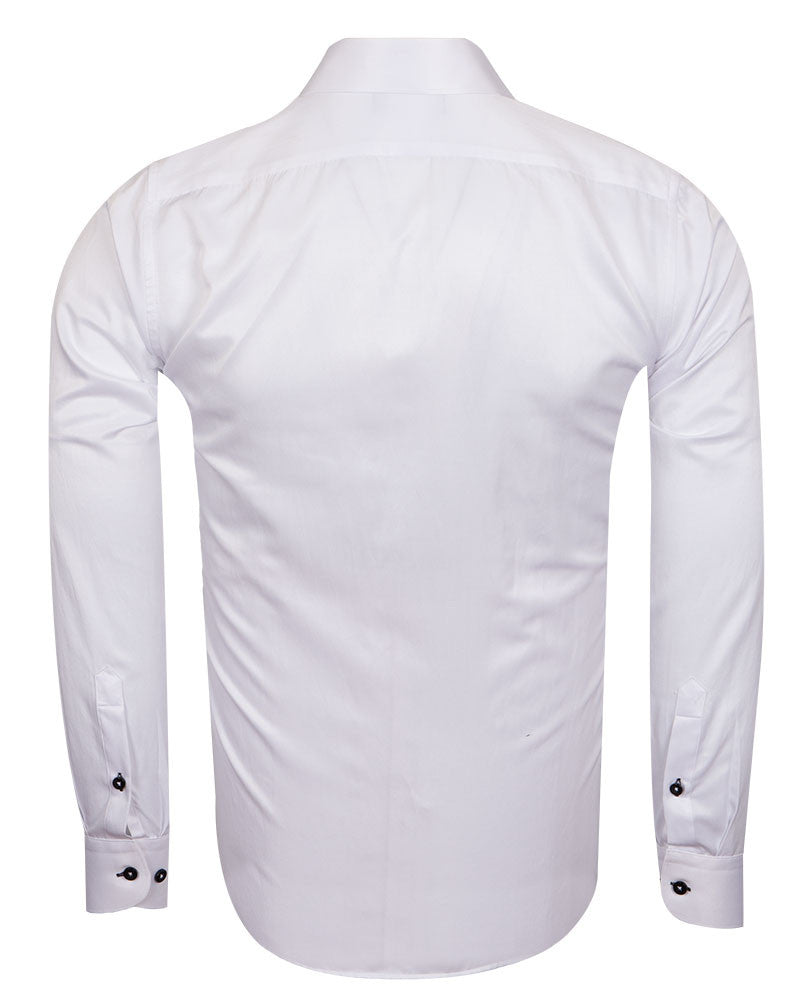 White Round Collar Pin Shirt-Makrom