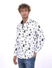 White Snowflake Christmas Snowman Print Men's Shirt-Makrom