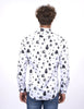 White Snowflake Christmas Snowman Print Men's Shirt-Makrom