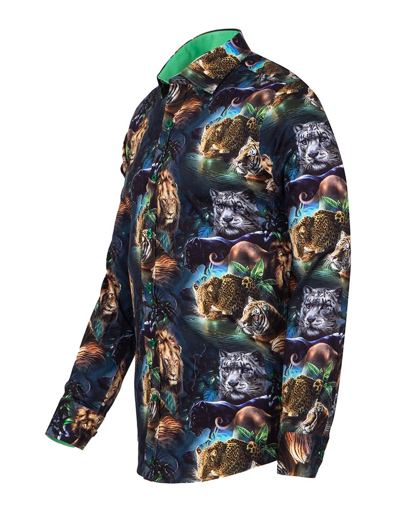 Wild Animals Print Shirt with Matching Handkerchief-Makrom