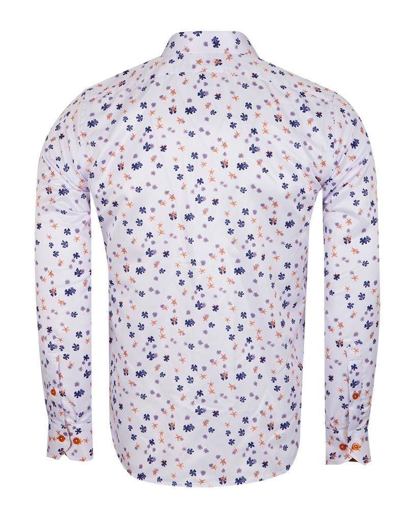Yellow Floral Print Men's Shirt-Makrom
