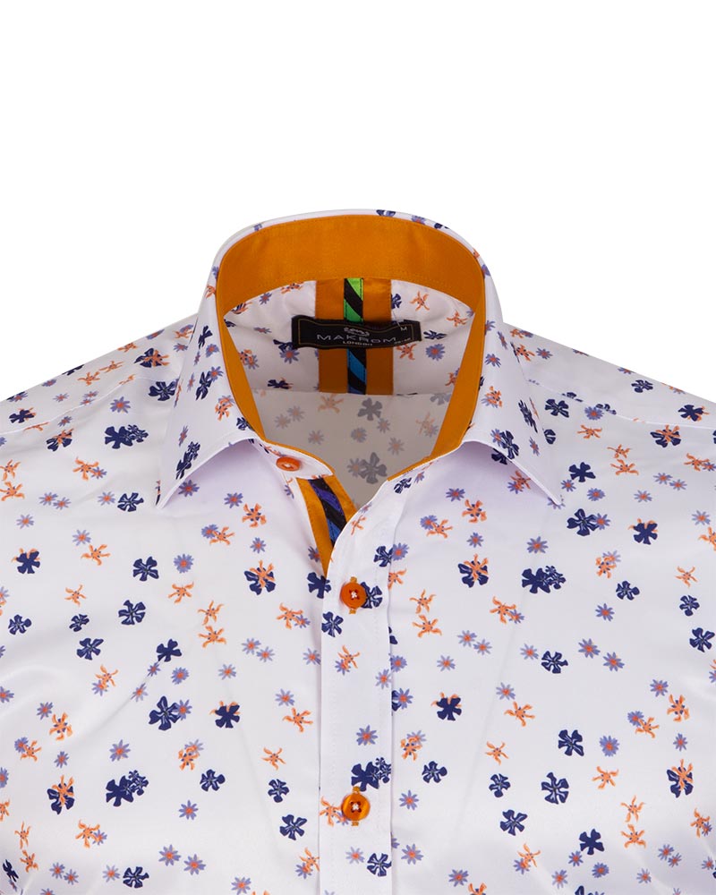Yellow Floral Print Men's Shirt-Makrom